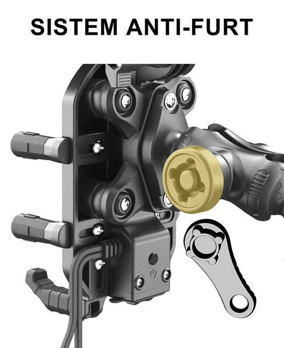 Suport telefon moto, atv, scuter incarcare prindere ghidon/oglinda