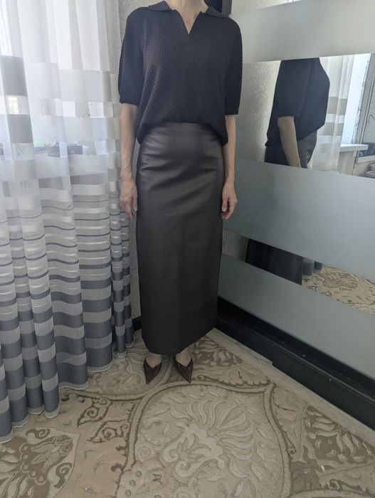 Женская юбка из эко кожи  в длинные миди