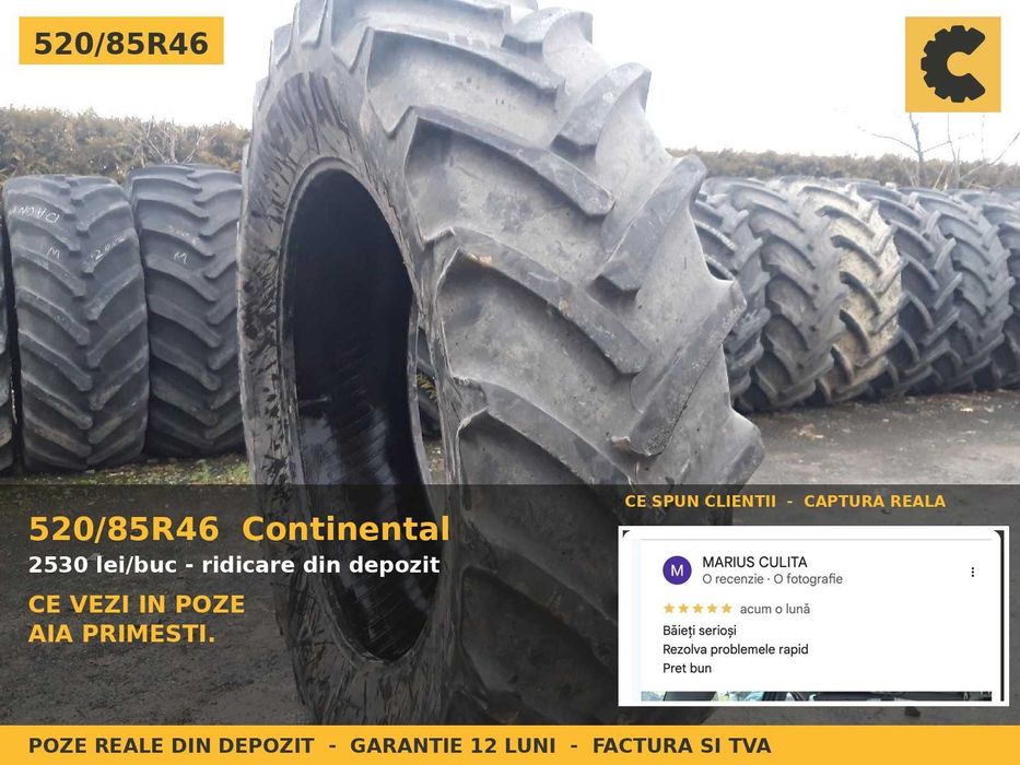 Cauciucuri 520/85R46 20.8R46 20.8-46 52085R46 Continental ANVELOPE Tractor Prasit Inguste SH GARANTIE Factura TVA