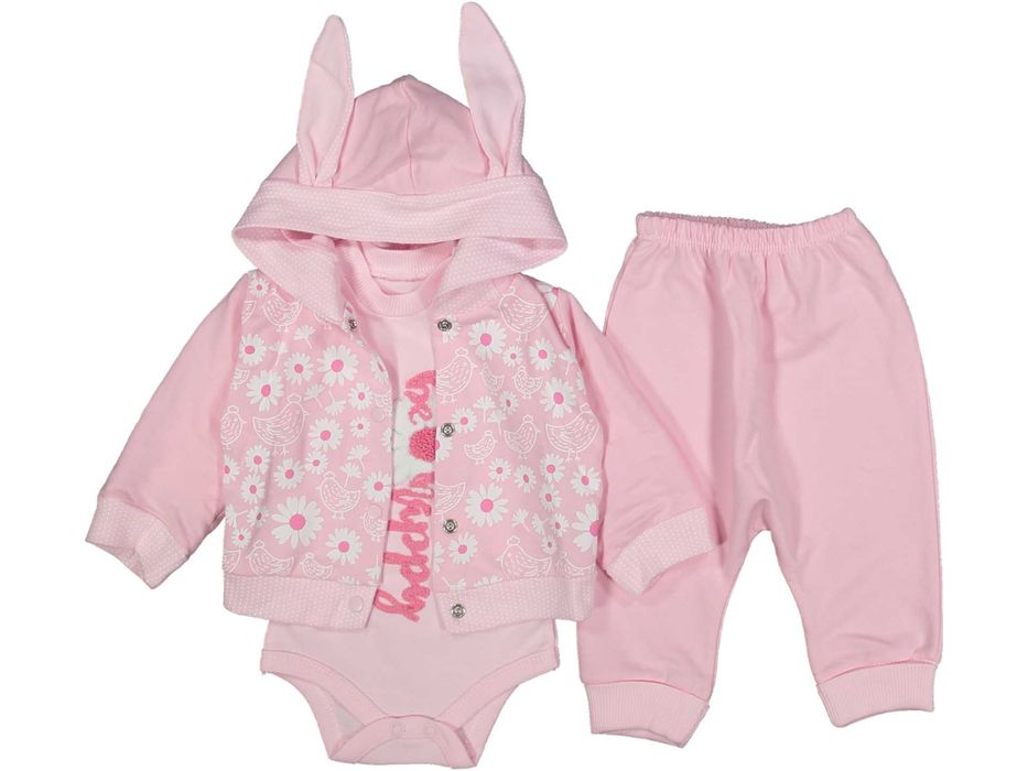 Костюм тройка Боди штаны кофта с капюшоном для новорожденных детей