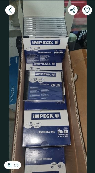 Discuri DVD-RW Impega (10 buc/cutie) ReWritable,4.7 GB 120 min