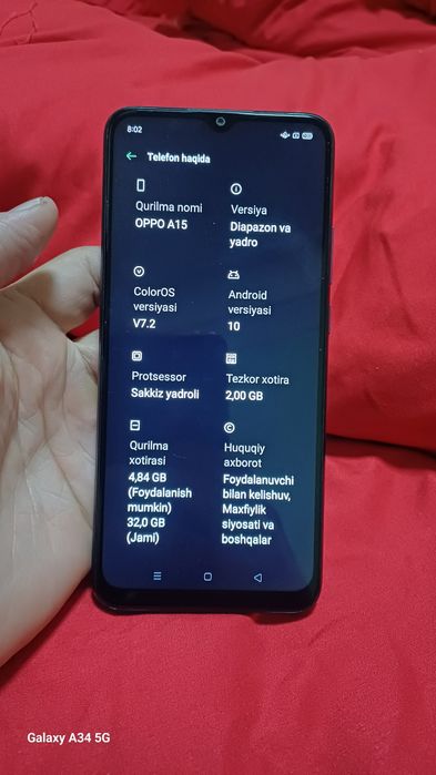 Оппо а 15 каробка билан