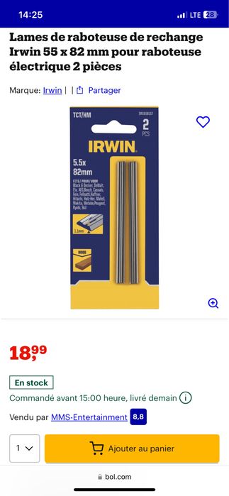 Cuțite rindea Irwin 82mm