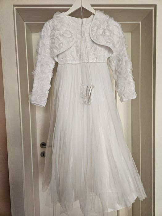 Ținută completă pentru Prima Împărtășanie, Mărimea 140-rochie, bolero