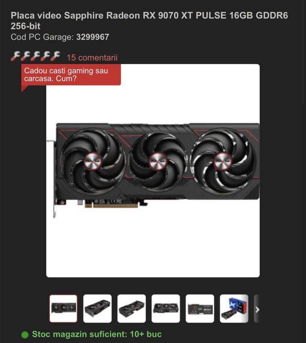 Placa video Sapphire Radeon RX 9070 XT PULSE 16GB