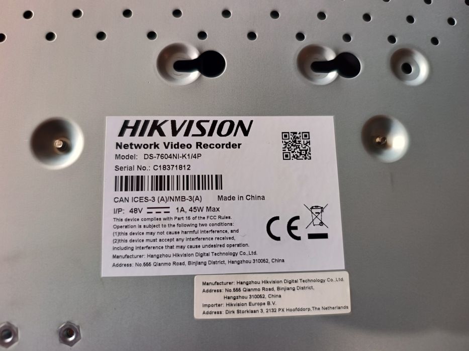 NVR HikVision  DS-7604NI-K1, 4 canale, 8 MP, 40 Mbps,