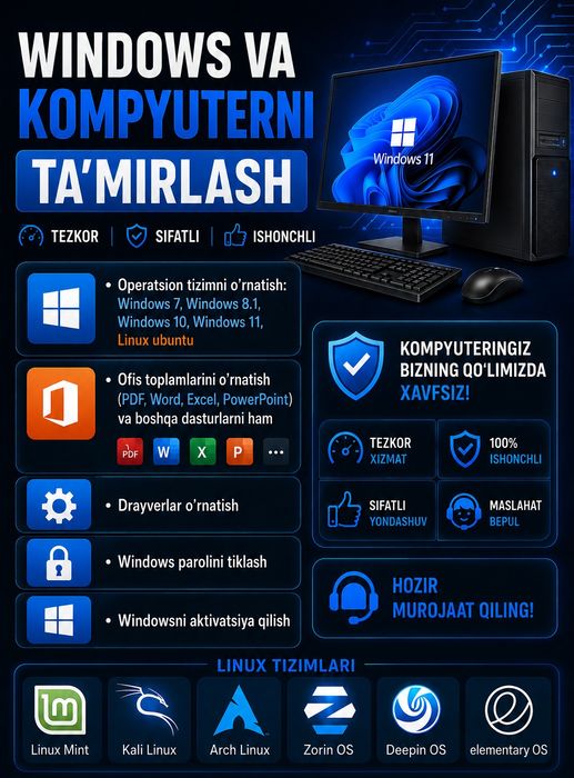 Windows o'rnatish, o'yin va dasturlar
