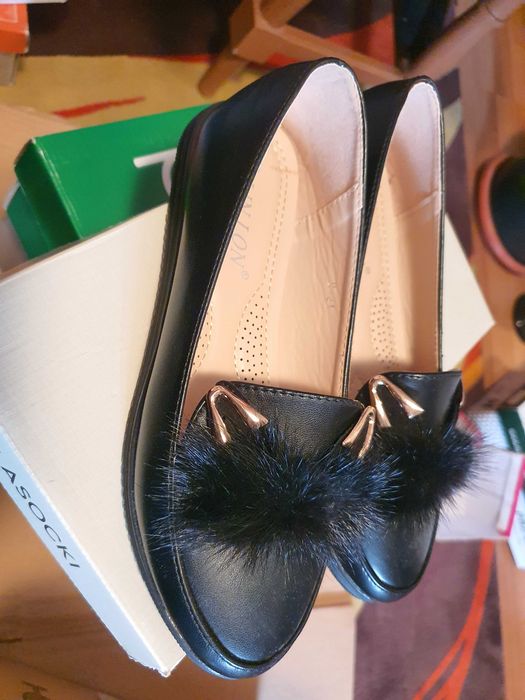 Pantofi mocasini dama negru 36 noi