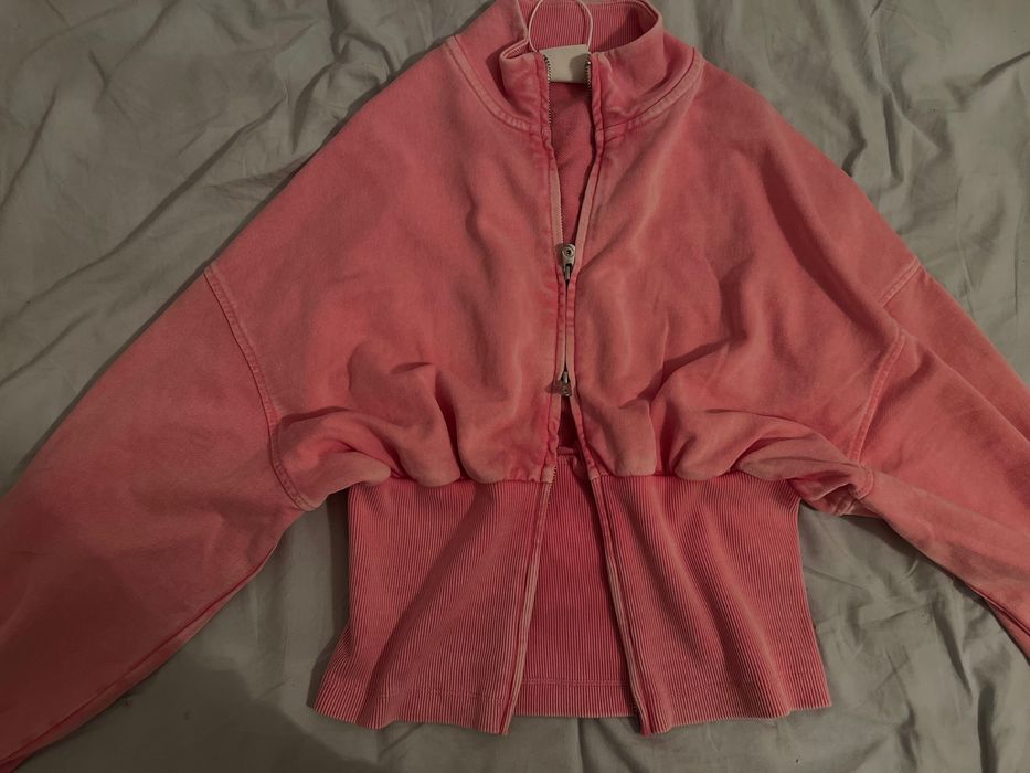 Bershka washed effect розов суичър с цип