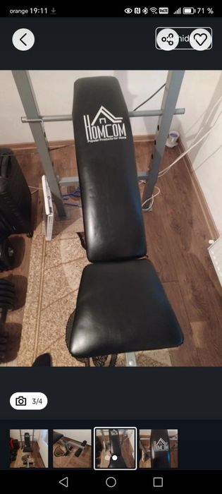 Bancă fitness fără greutăți