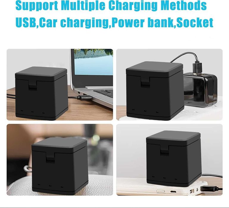 Резервни батерии 2 броя + 3 канално зарядно за GoPro Hero 9/10/11/12