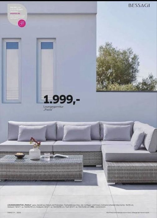 Set de grădină Paola (Loungegarnitur „Paola”), din colecția Bessagi Garden-ideal pentru terasă, balcon sau grădină - 2 canapele + măsuță.