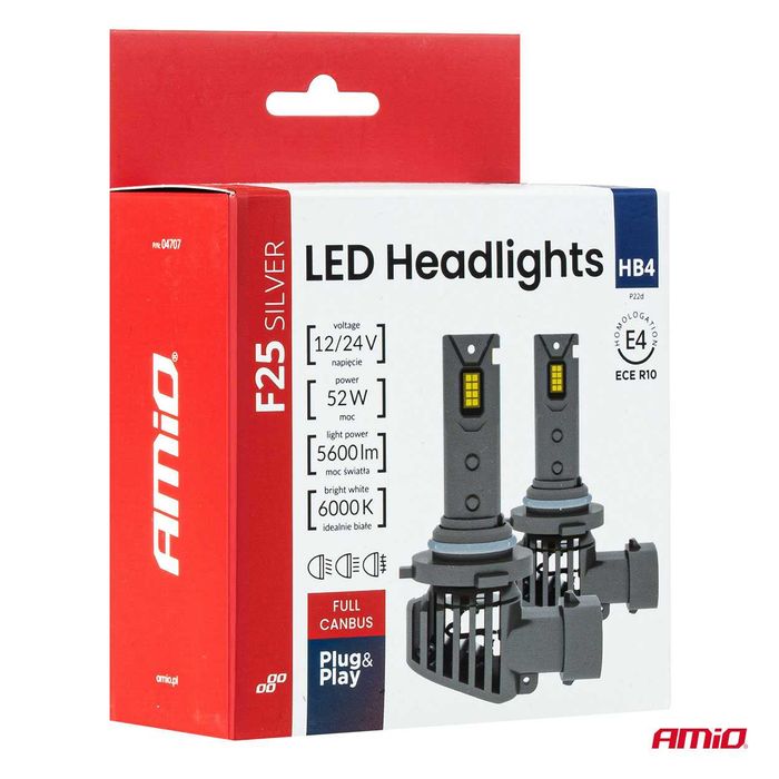 LED Диодни крушки за кола F25 PRO SILVER HB4 / 9006 52W 12/24V CANBUS