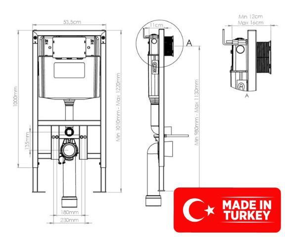 Инсталляция NOVA из Турции! с Кнопкой смыва. Бренд NOVA Турция!