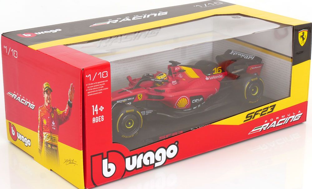 MachetaFerrari SF23 16 Formula 1 2023 C. Leclerc Monza GP 1:18 Bburago