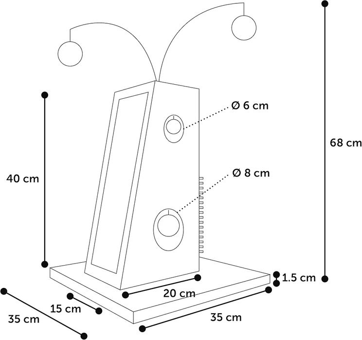 Котешка драскалка Lara, подложка за драскане 35x35x68 см сиво ФЛАМИНГО