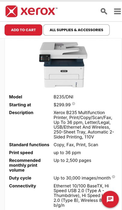 Мултифункционално  принтер устройство  Xerox B235