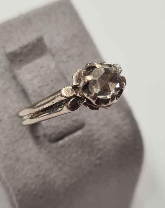 Inel dina aur alb 18k, cu diamant natural, IAU839