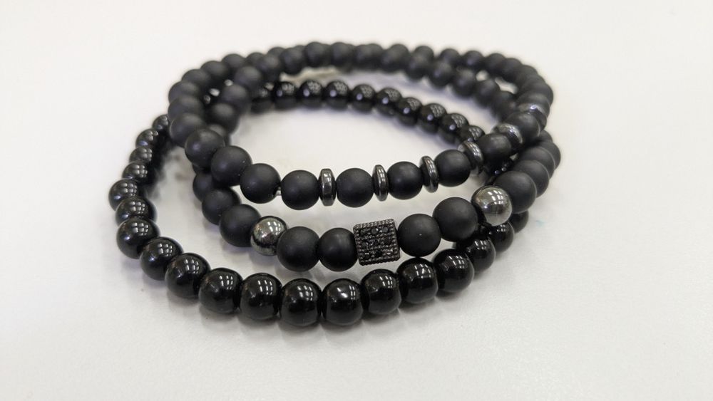 Черные браслеты Crown (Black/Silver)