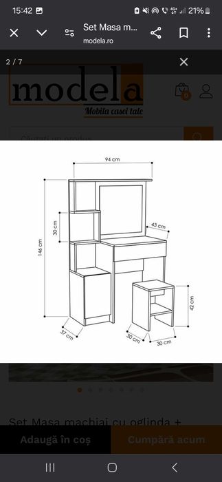 Masa de machiaj cu scaun.