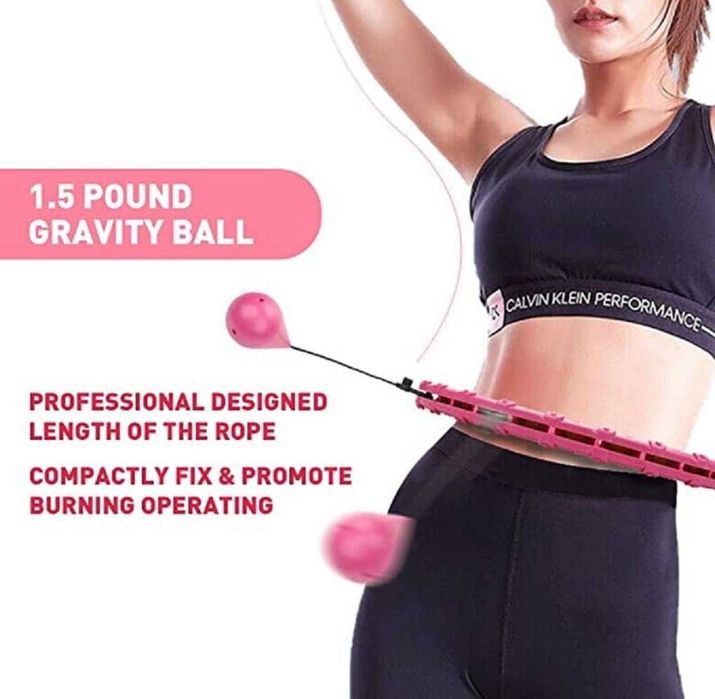 Фитнес обръч розов Hula Hoop утежнен, за отслабване