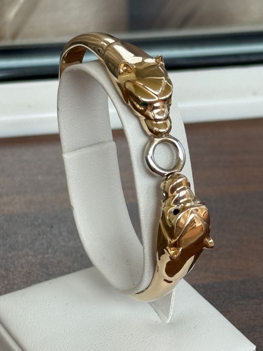 Красива 14К Дамска Златна Гривна с Глави на Пантери; Топ Цена!