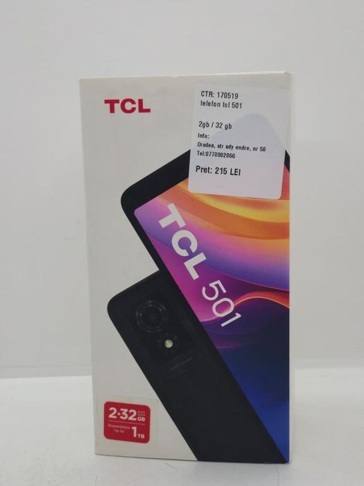 Telefon mobil TCL 501, 2GB RAM, 32GB, 4G, Prime Black -A-