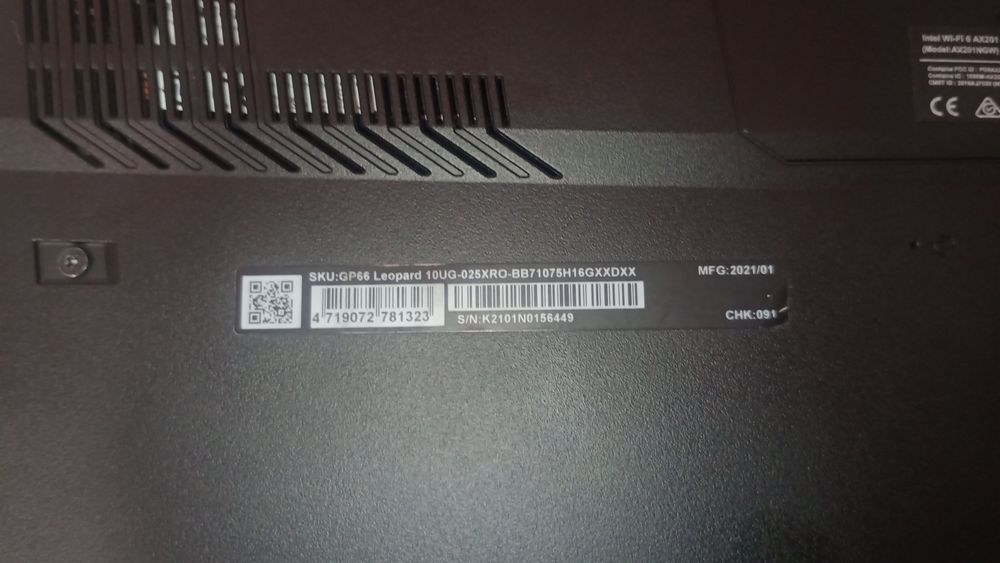 Laptop Gaming MSI GP66  Intel® Core™ i7 -10750h RTX 3070 130w