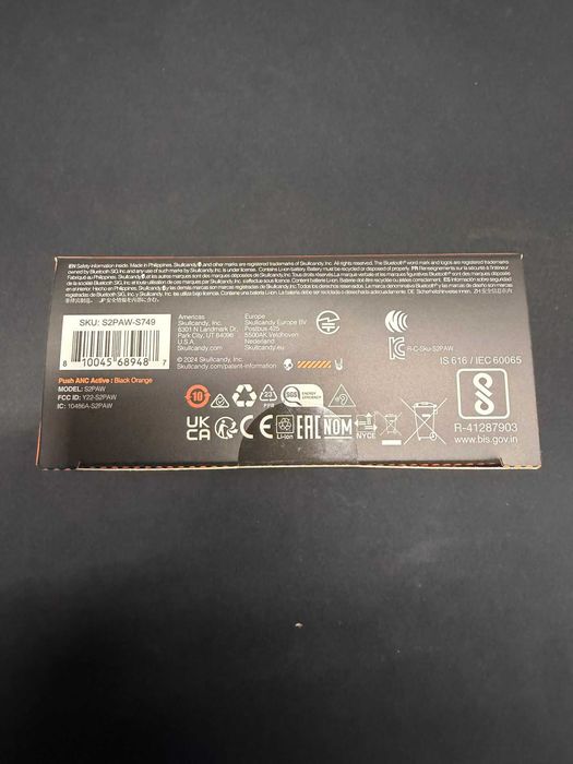 Căști true wireless Skullcandy Push ANC Active, sigilate în cutie, nedesfăcute. Culoare Black/Orange.