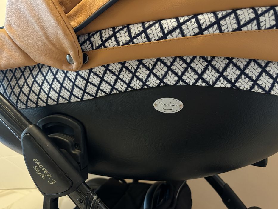Бебешка количка 3в1 Baby Merc Faster 3; Еко кожа, черно шаси