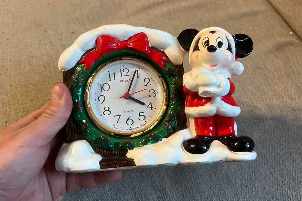 Ceas Seiko vintage Disney Mickey Mouse Craciun ceramica functional