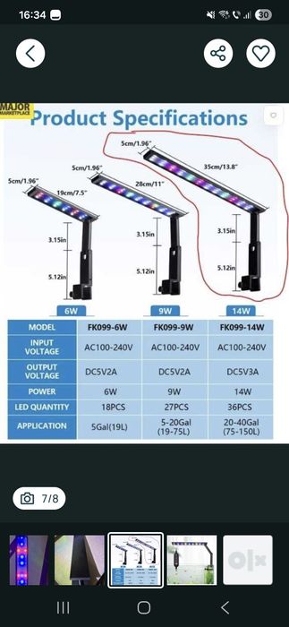 Lampa acvariu plantat, 14W, picior,35 cm,  noua