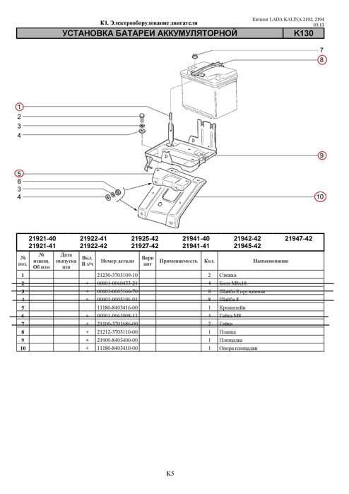 Платформа АКБ - комплектом, для гранта/калина 2