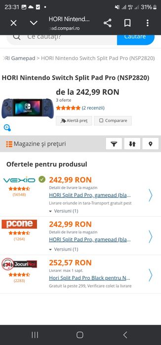 Controllere HORI Split Pad Pro Pikachu Black & Gold