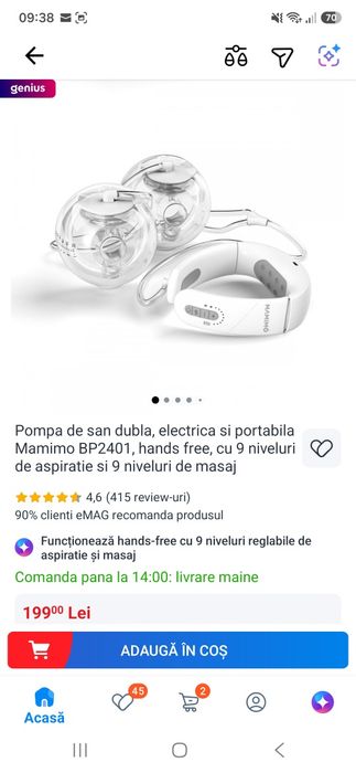 Pompă electrică sân dublă hands Free- Mamimo