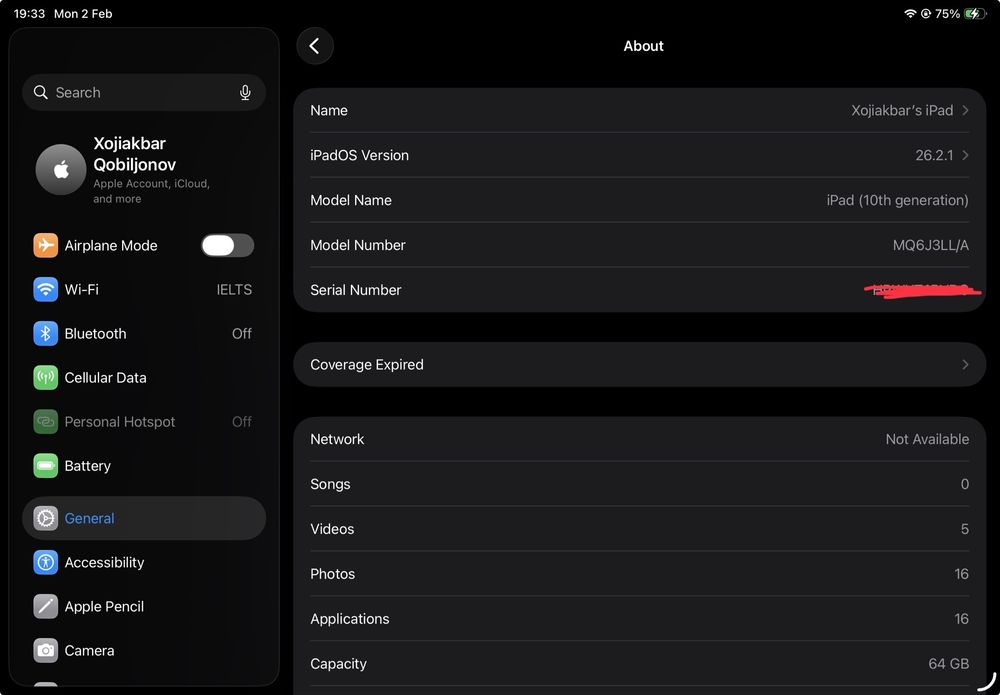 Ipad 10 LL/A region yangi
