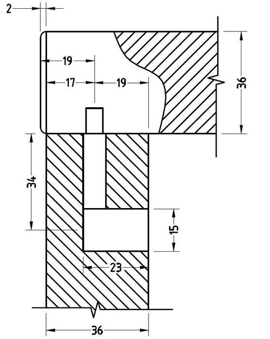 Sablon mobila din plastic dur pt demontabili minifix 15 pal 36mm