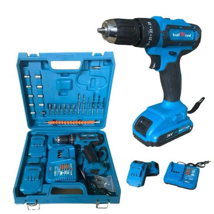 Акумулаторен винтоверт Kraft royal 36V с 2 батерии и куфар
