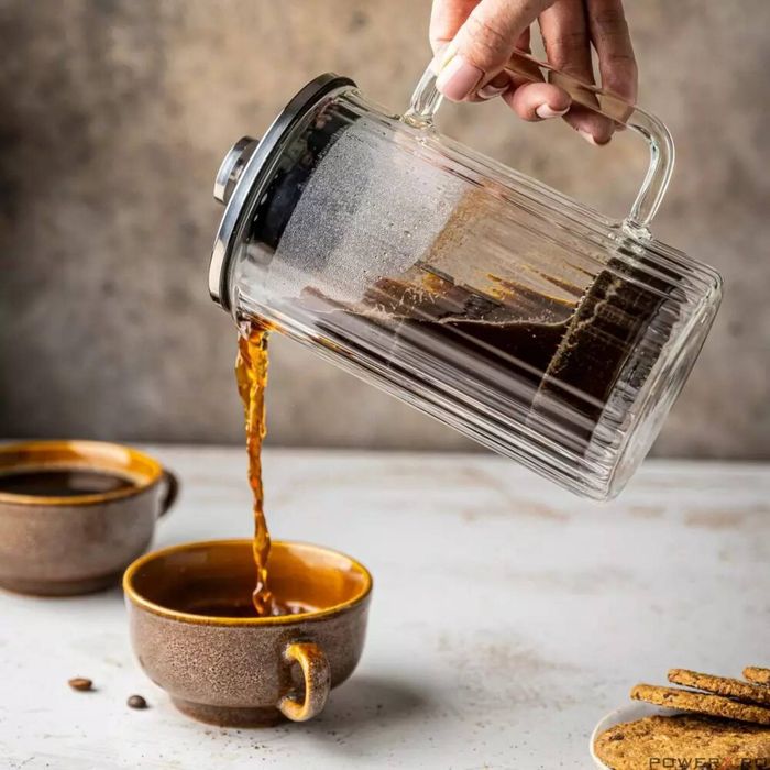 Infuzor cafea, ceai cu piston argintiu, sticla, 0.60 L, Klausberg