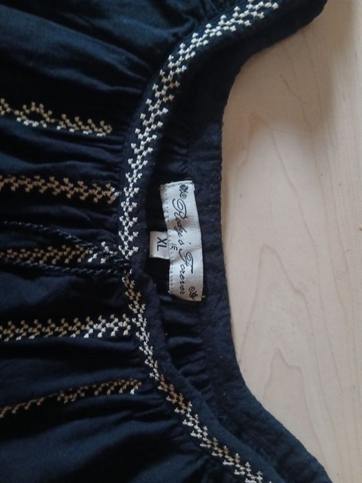 Bluza motive boho/ etnice neagra / broderie crem / S-L / maneci 3/4