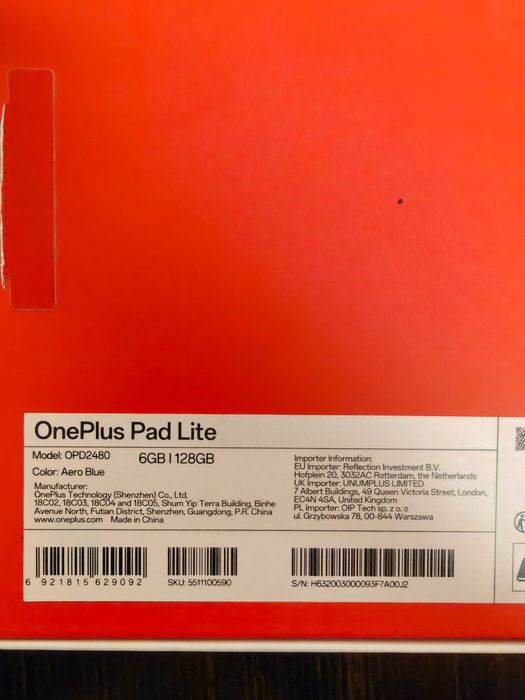 Таблет OnePlus Pad Lite, осемядрен, 11", 6GB RAM, 128GB, Wi-Fi, син