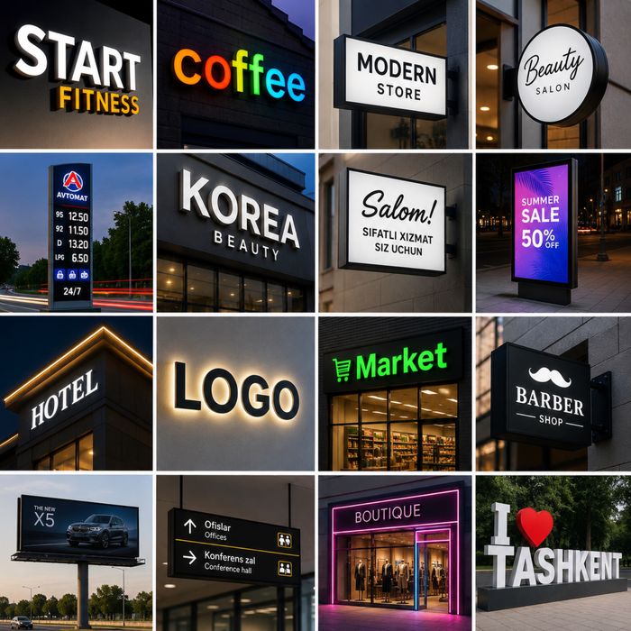 Tashqi reklama | Hajimli harflar, Lightbox, Banner, Oracal