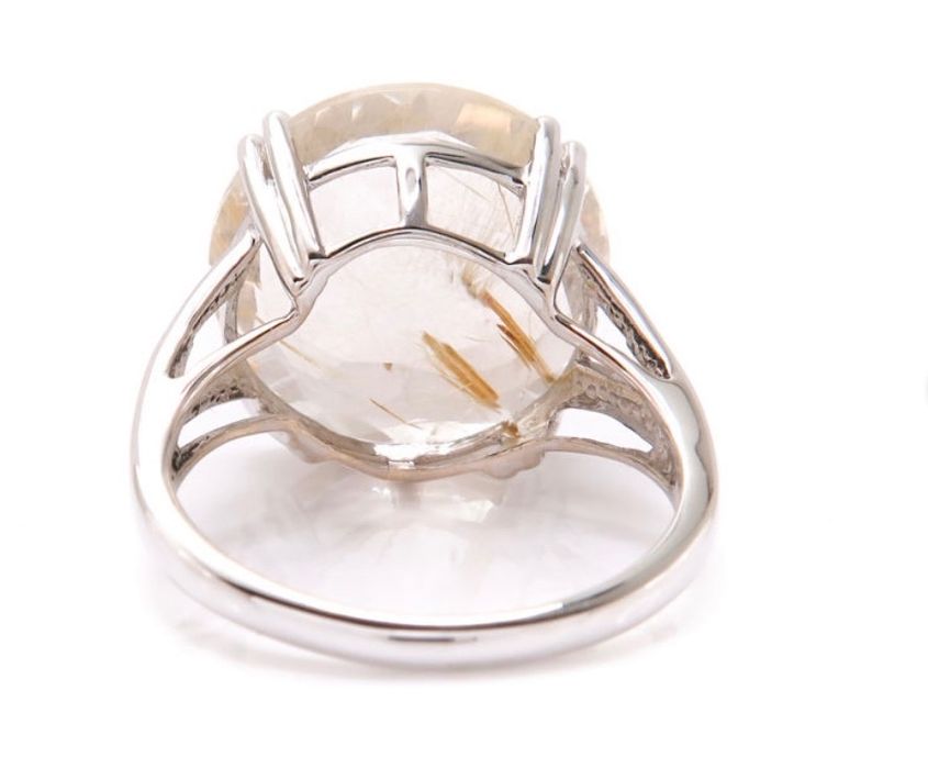 Inel aur alb cu quartz rutilat de 8.73 carate
