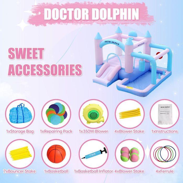 Батут 72073 от Doctor Dolphin (287×262×182). Бесплатно 200 шт шарики.