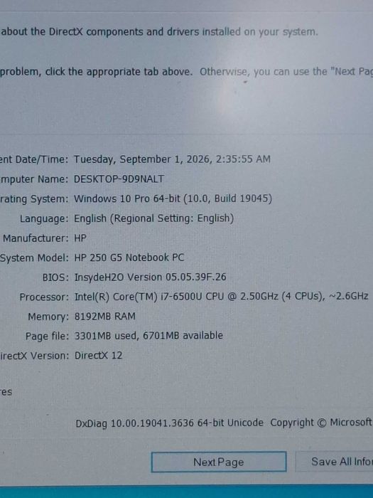 Laptop hp cu i7 6500u, 8 g ddr4 , ssd 256g