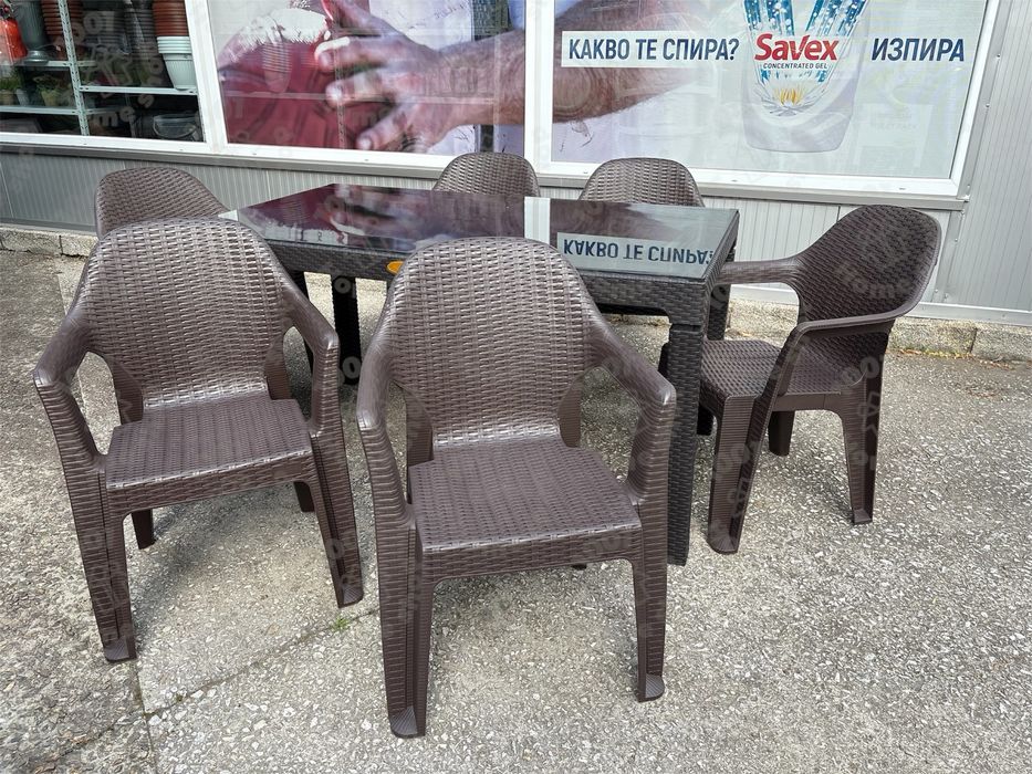 Маса правоъгълна ратан усилена  150х90см 120х70см