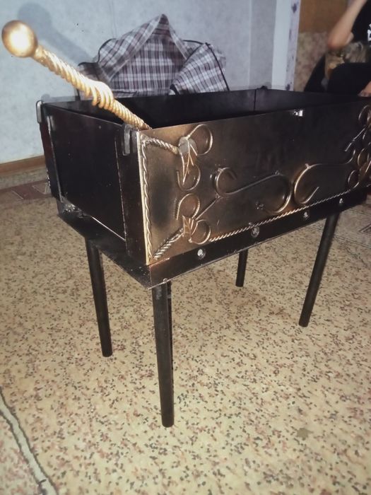 Мангал чемодан кустарный тройка лист