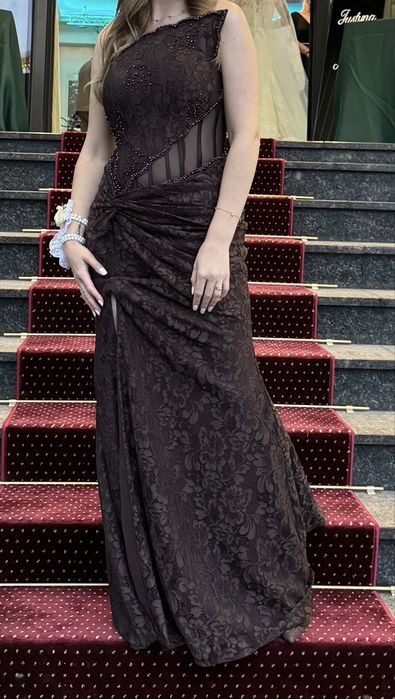 Rochie ocazie maro cu corset