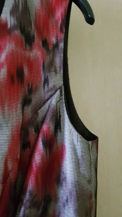 Rochie de ocazie, gri cu roșu, viada, mărimea 42