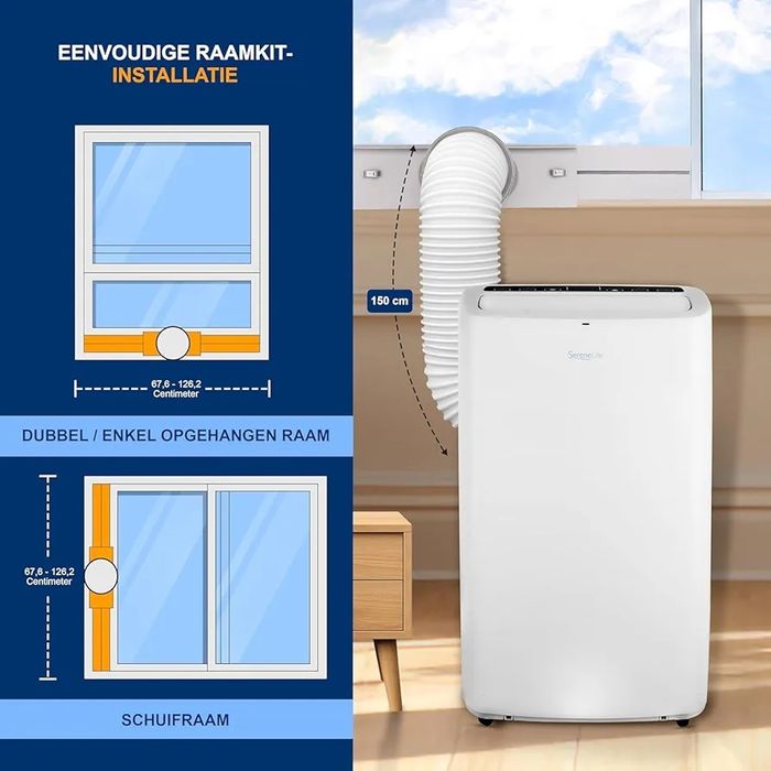 3-в-1 Мобилен климатик SereneLife 13000 BTU, охлаждане + вентилация + функция влагоуловител